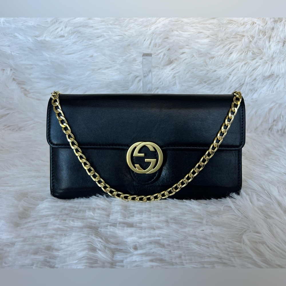 Authentic Gucci Marmont Black Wallet on Chain